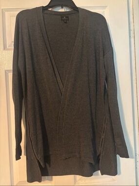 Worthington Charcoal Knit Open Cardigan